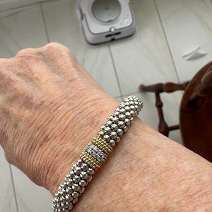 Stunning Lagos gold, silver, and diamond bracelet